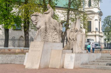 Plock, Polonya - 7 Nisan 2024: Dük Boleslaw III Wrymouth Anıtı (Boleslaw III.).