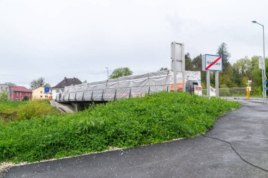 Horbranz, Avusturya - 10 Nisan 2024: Avusturya ile Almanya arasındaki sınır köprüsü.