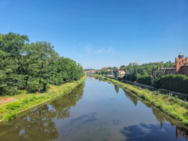 Zgorzelec, Poland - June 29, 2024: Lusatian Neisse river, on the Polish-German border. clipart