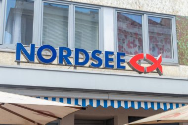 Moers, Almanya - 23 Mayıs 2024: Nordsee 'nin logosu ve şarkısı.