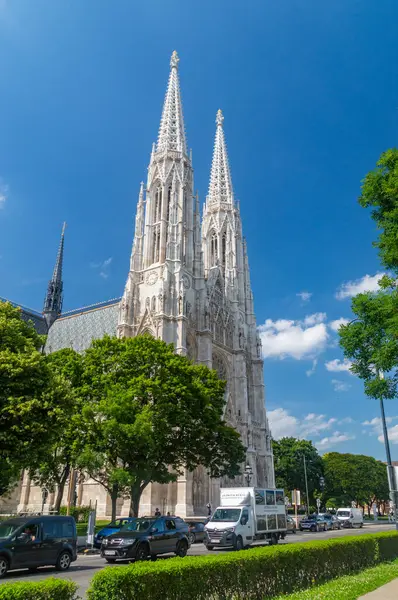 stock image Vienna, Austria - June 8, 2024: Ceo-Gothic style church Votivkirche (Votive Church).