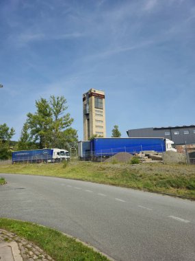 Nowa Ruda, Polonya - 23 Temmuz 2024: Kömür madeni kulesi Piast.