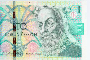 100 CZK notunda Karel IV 'ün portresi.