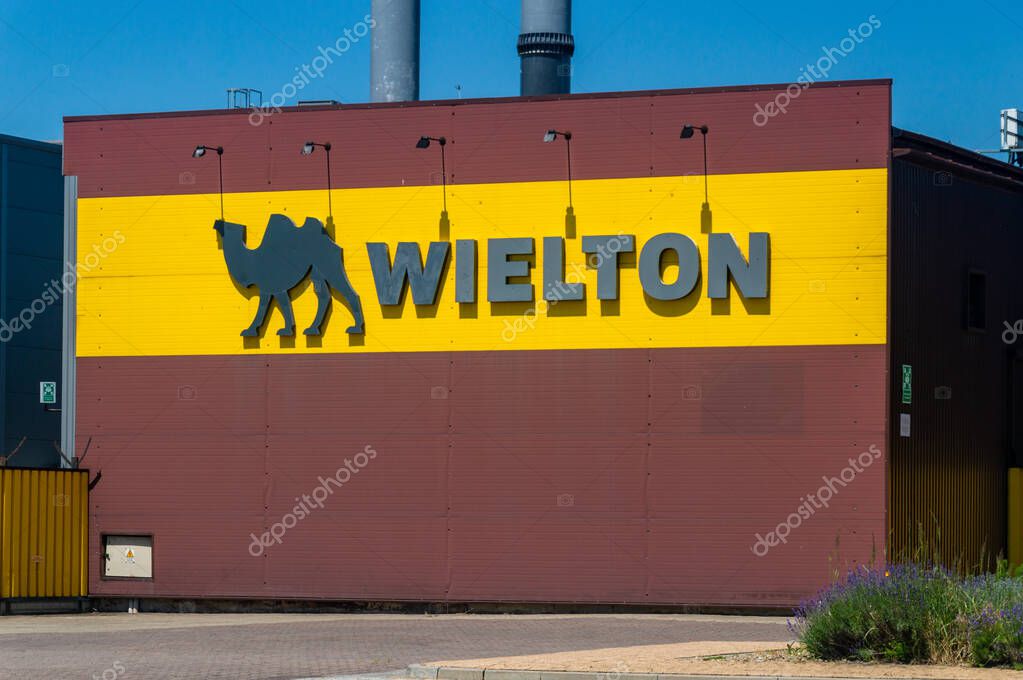 Wielun, Poland - June 15, 2025: Logo of Wielton, Polish manufacturer of tippers and tautliners for traction units.