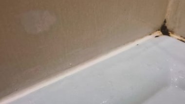 Banyoda küflü silikonun görüntüsü..