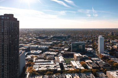 Chicago, IL - October 19th, 2022: Wrigley field sits quiet and empty on a sunny autumn afternoon after the completion of the baseball regular season.