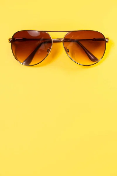 Close Aviator Style Sunglasses Brown Hues Centered Top Colorful Bright Stock Picture