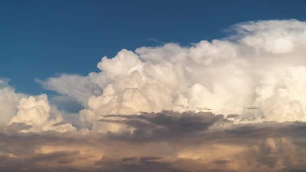 Zamknij Upływ Czasu Masywne Jasne Białe Chmury Cumulus Błyskające Górę — Wideo stockowe