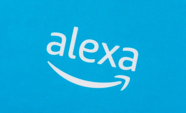 Berlín Alemania Junio 2020 Logotipo Amazon Alexa Sobre Fondo Azul — Foto de Stock