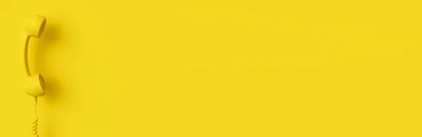 Постріл Жовтого Телефонного Приймача Копіювальним Простором Окремого Тексту Розмір Банера — стокове фото