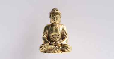 Altın oturan Buddha. Meditasyon konsepti resmi