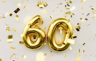 60 yaşında. Altın balonlar 60. yıldönümü, mutlu yıllar.