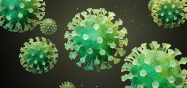 Coronavirus 2019-nCov romanı Coronavirus konsepti Asya gribi salgını ve koronavirüs gribi salgını için sorumludur. Mikroskop virüsü yaklaşıyor. 3d oluşturma. 