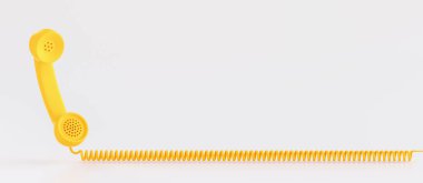 Sarı sabit hatlı bir telefon alıcısının fotokopi alanı ile...