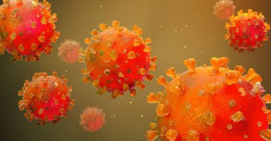 Coronavirus 2019-nCov romanı Coronavirus konsepti Asya gribi salgını ve koronavirüs gribi salgını için sorumludur. Mikroskop virüsü yaklaşıyor. 3d oluşturma.