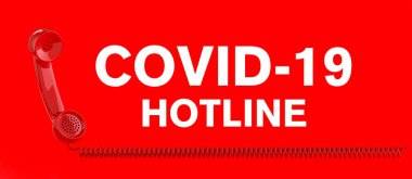 Covid-19 virüslü Coronavirus yardım hattı ve kırmızı telefon.