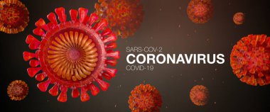 Akciğer hastalığını tetikleyen Sars-CoV-2 koronavirüsünün çapraz kesiti: Covid-19 - 3D