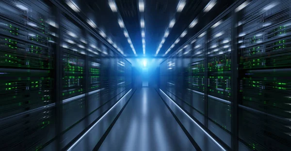 Shot Corridor Working Data Center Full Rack Servers Supercomputers Internet — Φωτογραφία Αρχείου
