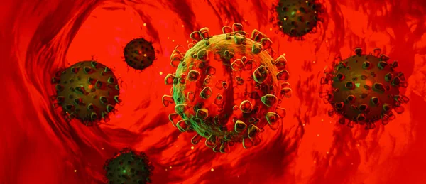 Chiński Patogenny Koronawirus Oddechowy 2019 Ncov Epidemii Grypy Mikroskopijny Widok — Zdjęcie stockowe