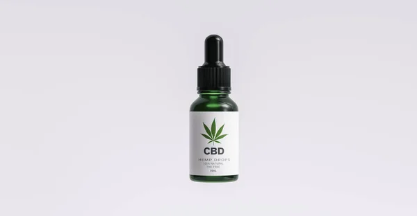 Cbd Oil Eye Dropper Bottle Biological Ecological Hemp Plant Herbal — Stock Photo, Image