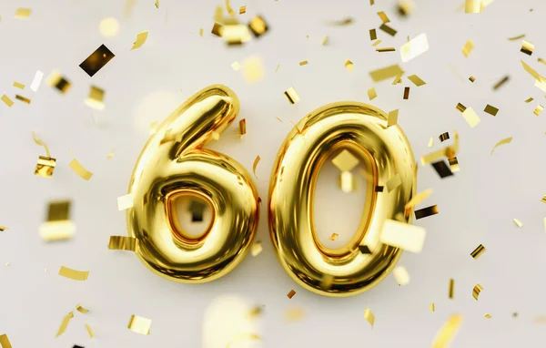 Anni Palloncini Oro Numero 60Esimo Anniversario Congratulazioni Buon Compleanno — Foto Stock