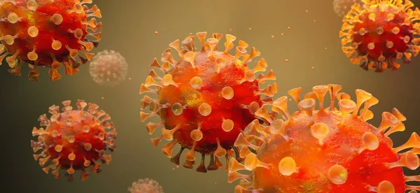 Wirus Corona Schematyczny Obraz Wirusów Rodziny Corona Renderowanie — Zdjęcie stockowe