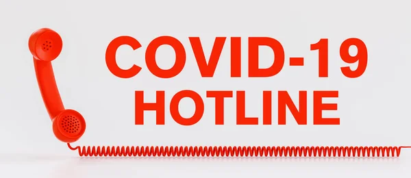 stock image Corona Hotline, red phone hotline - calling for information about Coronavirus disease COVID-19