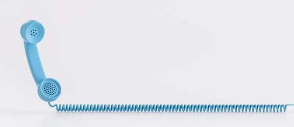 Blue Vintage Telephone Receiver Cord Copy Space — Stock Photo, Image