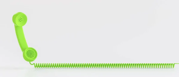 Зеленый Винтажный Телефонный Приемник Шнуром Копировальным Пространством — стоковое фото