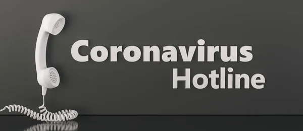 Telefon Stacjonarny Hotline Przed Kolorowym Tłem Ściany Corona Covid Wirus — Zdjęcie stockowe