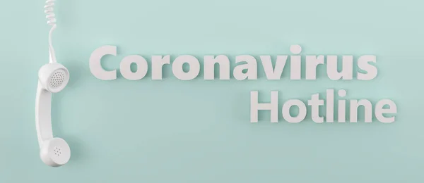 Telefon Stacjonarny Hotline Przed Kolorowym Tłem Ściany Corona Covid Wirus — Zdjęcie stockowe