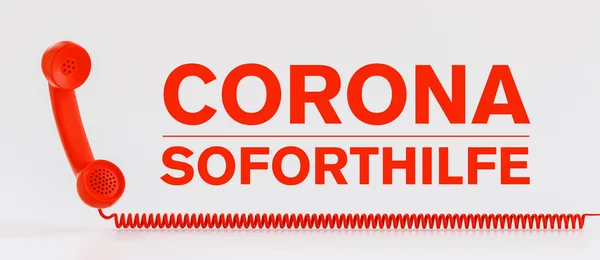 Kırmızı Telefon Corona Acil Yardım Hattı Alman Mesajı Corona Soforthilfe — Stok fotoğraf