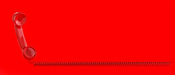 Знімок Червоного Стаціонарного Телефонного Приймача Копіювальним Простором Окремого Тексту — стокове фото