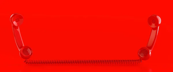 コピースペースのある2つの赤いヴィンテージ電話 — ストック写真