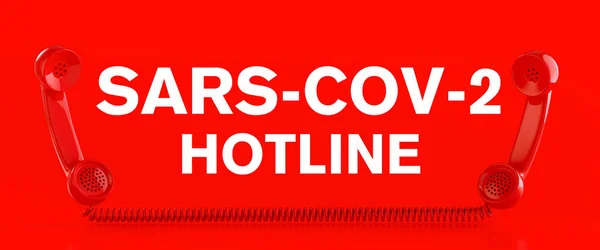 Sars Cov Corona Hotline Czerwona Linia Telefoniczna Informacja Chorobie Coronawirusa — Zdjęcie stockowe