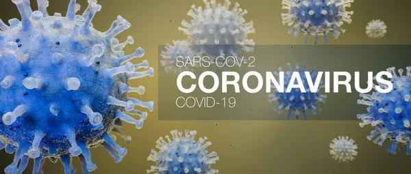 Coronavirus Sars Cov Concetto Covid Come Intestazione Panoramica Rendering — Foto Stock