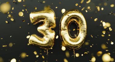 30 yaşında. Altın balonlar. 30. yıl dönümü. Mutlu yıllar.