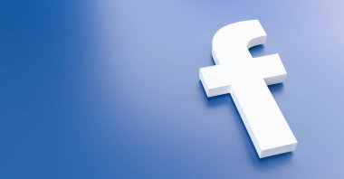 BERLİN, GERMANY HAZİRAN 2021: Web siteleri, mobil uygulamalar, afişler için Facebook logosu, mavi plastik arka planda basıldı. Sosyal ağ facebook dünyadaki en büyük sosyal ağlardan biridir.