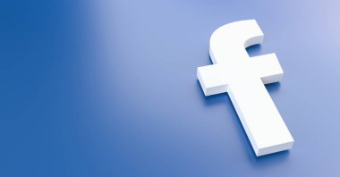 BERLIN, GERMANY JUNE 2021: Facebook logo for web sites, mobile applications, banners, printed on blue plastic background. The Social network facebook is one of the largest social networks in the world clipart