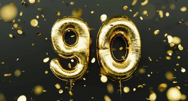 Anni Palloncini Oro Numero 90Esimo Anniversario Congratulazioni Buon Compleanno Con — Foto Stock