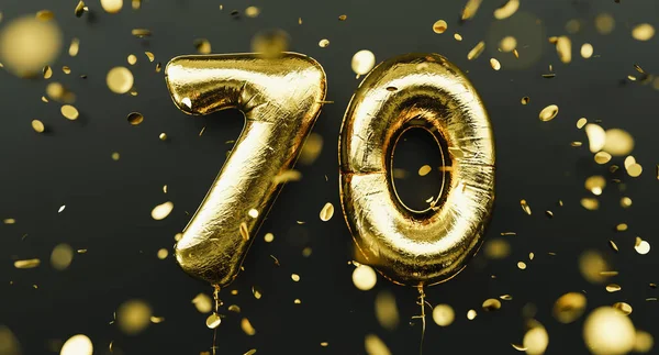 Years Old Gold Balloons Number 70Th Anniversary Happy Birthday Congratulations — Stock Photo, Image