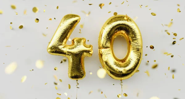 Years Old Gold Balloons Number 40Th Anniversary Happy Birthday Congratulations — Stock Photo, Image
