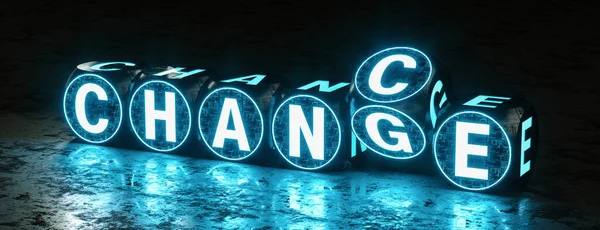 digital text dice on ground form the words chance and change