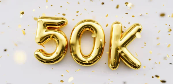 50K Seguidores Celebração Cartaz Realização Mídia Social 50K Seguidores Obrigado — Fotografia de Stock