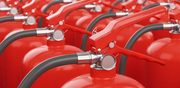 Muitos Extintores Incêndio Conceito Proteção Segurança — Fotografia de Stock