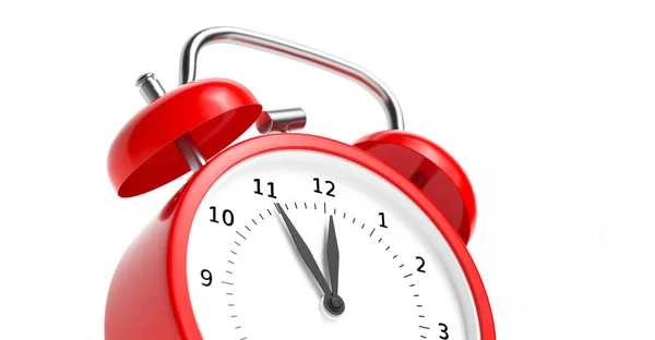 stock image Red vintage alarm clock point to five minutes to twelve o'clock 