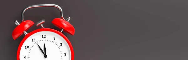 Reloj Despertador Vintage Rojo Punto Cinco Minutos Las Doce Fondo —  Fotos de Stock