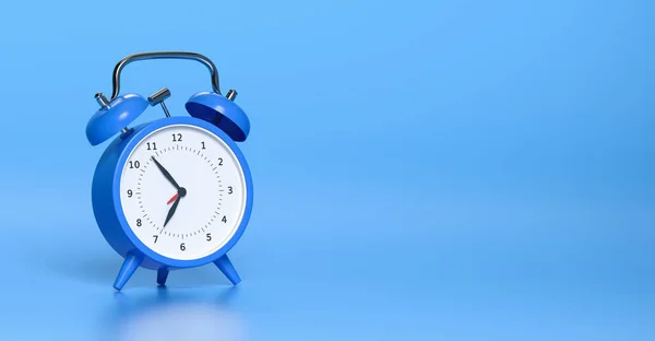 Blue Vintage Alarm Clock Bright Blue Background Minimal Creative Concept — Stock Photo, Image
