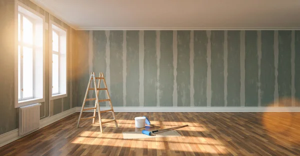 Renovação Modernização Com Paredes Drywall Achatadas Uma Sala Apartamentos Imagem — Fotografia de Stock