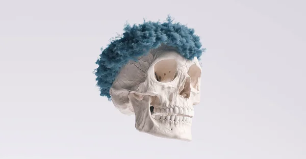 Cranio Umano Mascella Vista Laterale Dell Osso Con Nube Fumo — Foto Stock